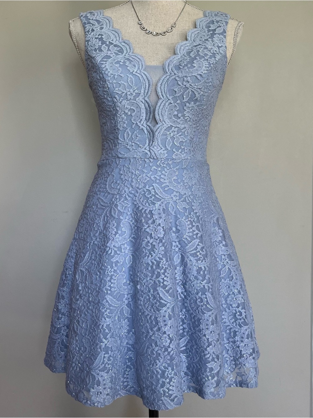 City Studio Sky Blue Lace Fit & Flare Mini Dress - Picture 3 of 10